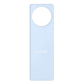 Custom name text minimalist light blue white door hanger