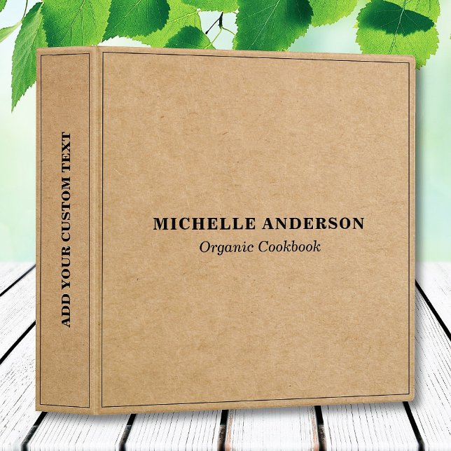 Custom Name Text Modern Kraft Paper Style 3 Ring Binder (Creator Uploaded)