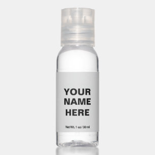 Custom name text monogram black grey hand sanitizer