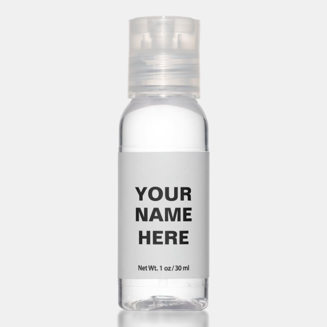 Custom name text monogram black grey hand sanitizer (Front)