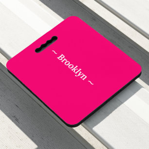 Custom name text monogram fuchsia hot pink simple seat cushion