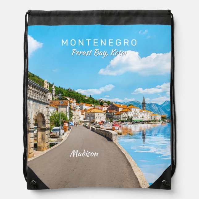 Custom Name & Text Montenegro Drawstring Bag (Front)