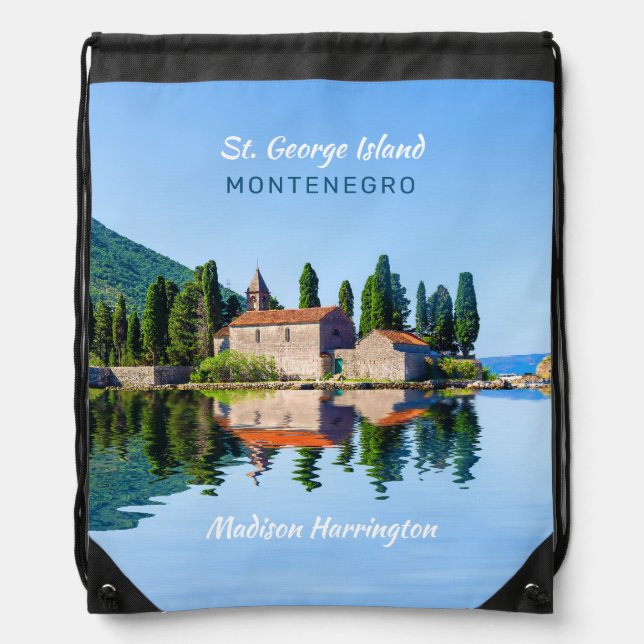 Custom Name & Text Montenegro Drawstring Bag (Front)