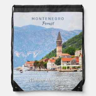 Custom Name & Text Montenegro Drawstring Bag