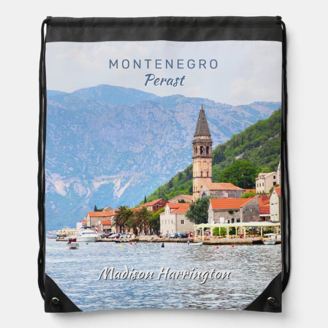 Custom Name & Text Montenegro Drawstring Bag (Front)