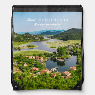 Custom Name & Text Montenegro Drawstring Bag