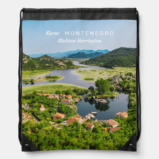 Custom Name & Text Montenegro Drawstring Bag (Front)