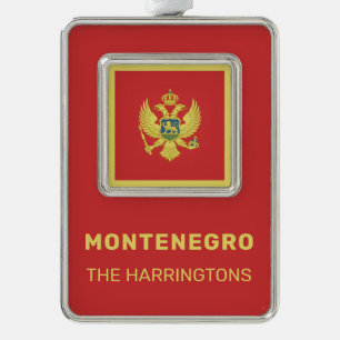Custom Name & Text Montenegro Flag Christmas Ornament