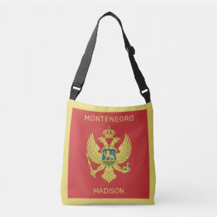 Custom Name & Text Montenegro Flag Crossbody Bag