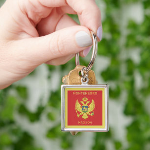 Custom Name & Text Montenegro Flag Keychain