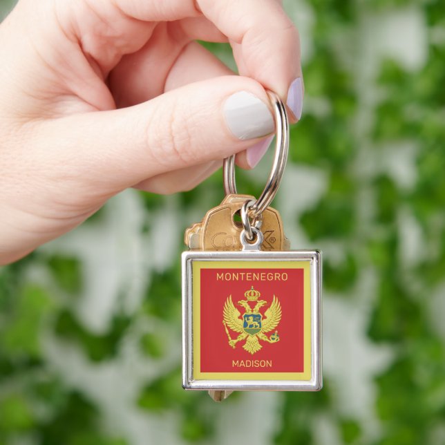 Custom Name & Text Montenegro Flag Keychain (Hand)
