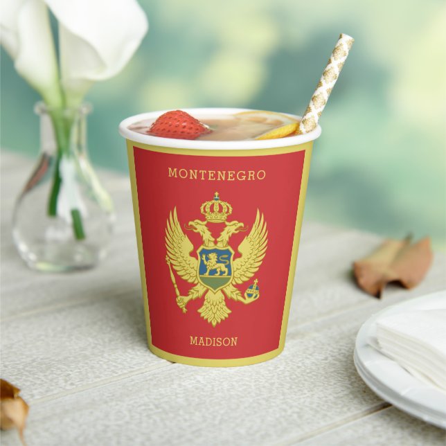 Custom Name & Text Montenegro Paper Cups (Insitu)