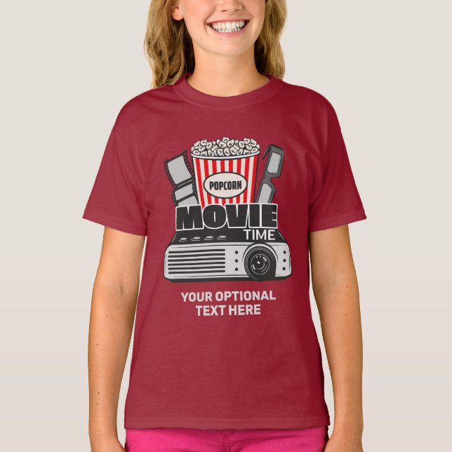 Custom Name & Text Movie Time T-Shirt (Front)