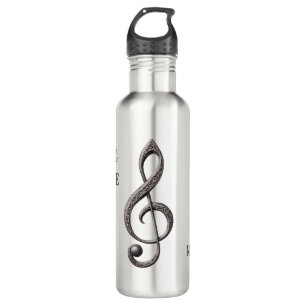 Custom Name & Text Musical Clef Note Stainless Steel Water Bottle