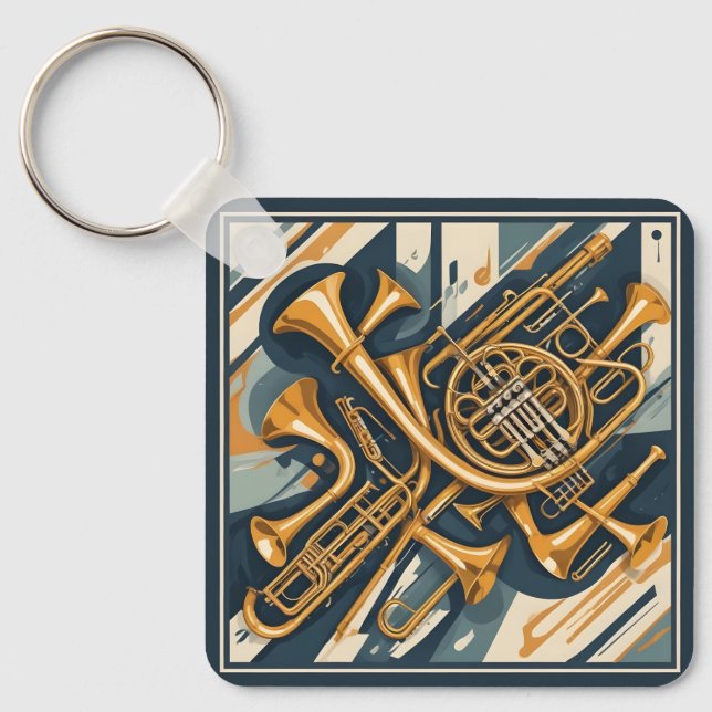 Custom Name / Text Musical Instruments Keychain (Front)