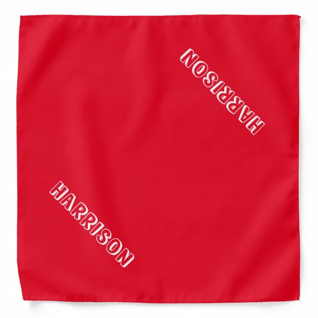 Custom name text navy blue white dog bandana (Front)