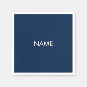 Custom name text navy blue white minimalist napkins