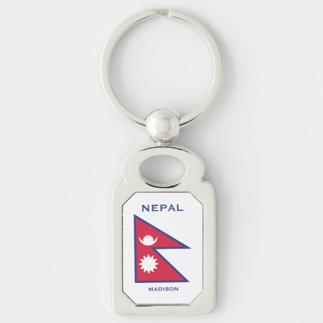 Custom Name & Text Nepal Flag Keychain (Front)