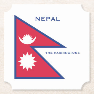 Custom Name & Text Nepal Flag Paper Coaster