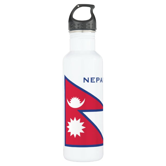 Custom Name & Text Nepal Flag Stainless Steel Water Bottle (Front)