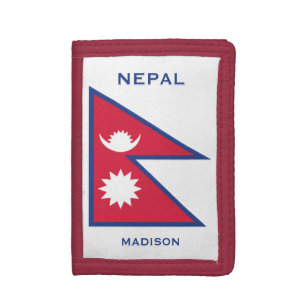 Custom Name & Text Nepal Flag Tri-fold Wallet