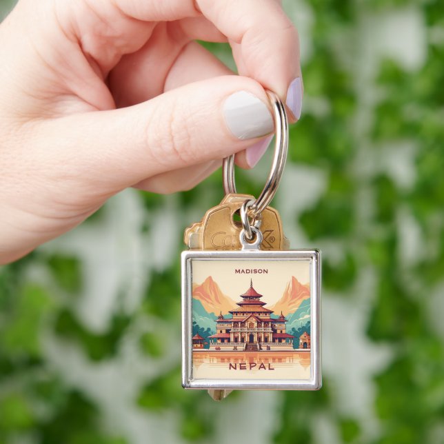 Custom Name & Text Nepal Keychain (Hand)