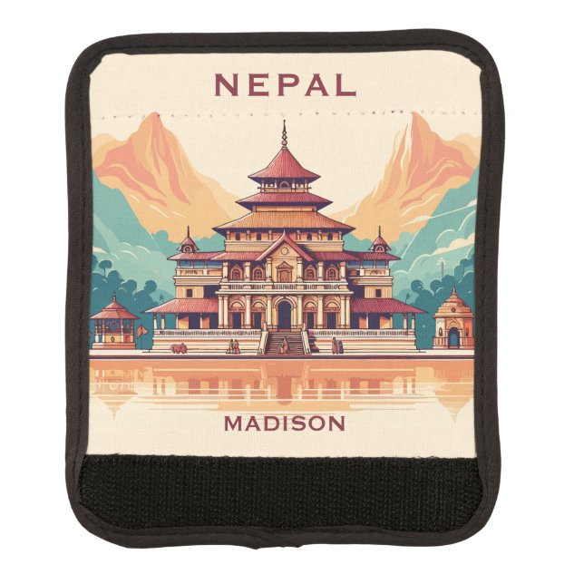 Custom Name & Text Nepal Luggage Handle Wrap (Front)