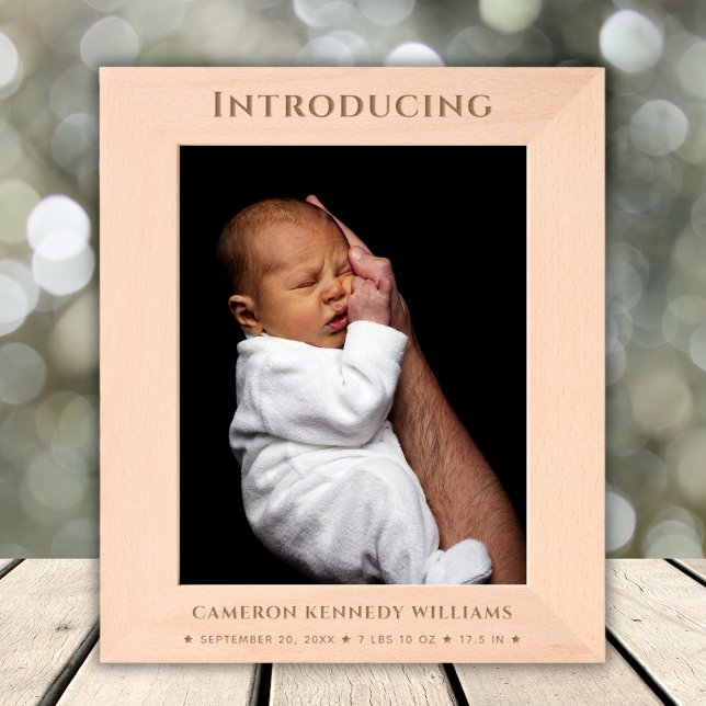 Custom Name Text Newborn Baby Birth Announcement Engraved Frames (Creator Uploaded)