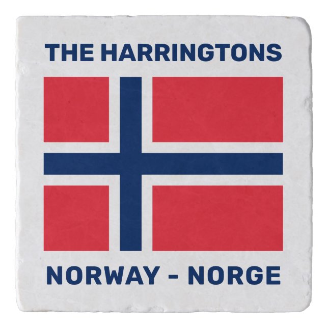 Custom Name & Text Norwegian Flag Trivet (Front)