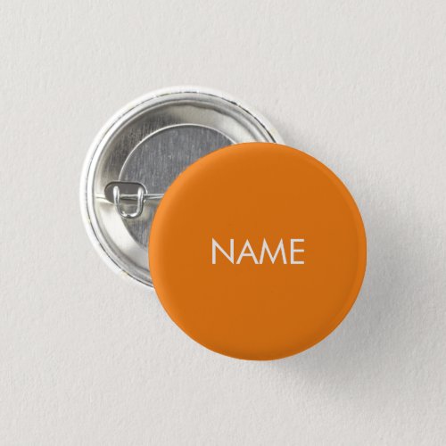 Custom name text orange white minimalist button
