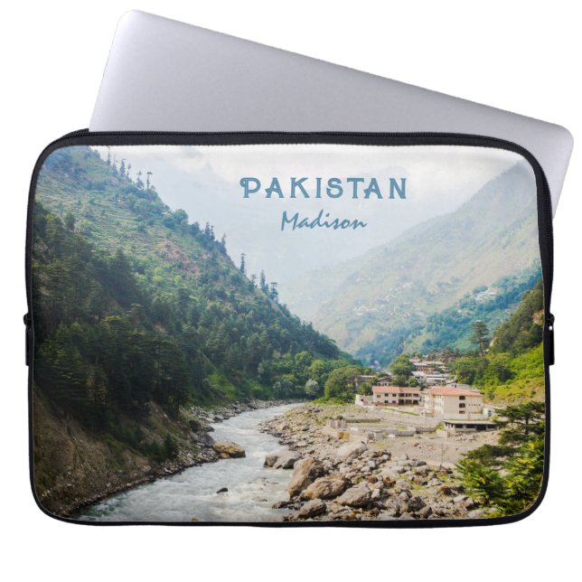 Custom Name & Text Pakistan Laptop Sleeve (Front)