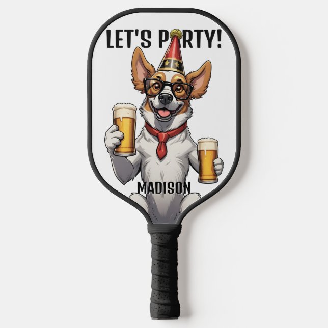 Custom Name & Text Party Animal Pickleball Paddle (Front)