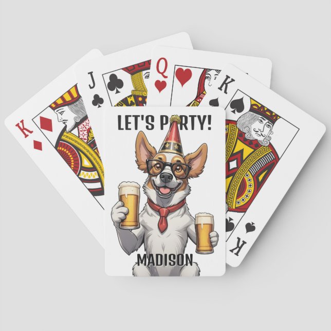 Custom Name & Text Party Animal Poker Cards (Back)