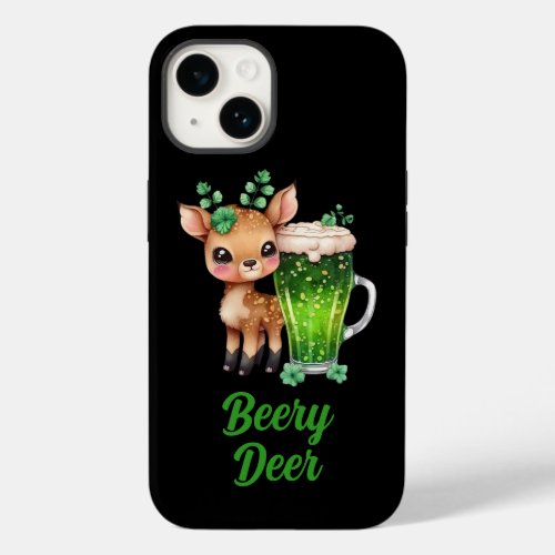 Custom Name Text Patricks Day Deer with Beer Case_Mate iPhone 14 Case