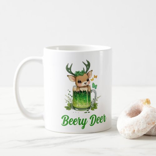 Custom Name Text Patricks Day Deer with Beer Coffee Mug