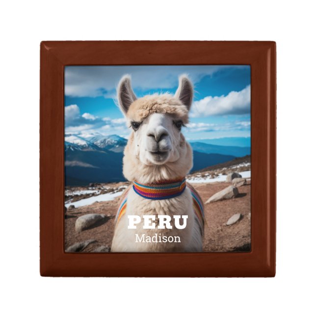 Custom Name & Text Peru Llama Gift Box (Front)