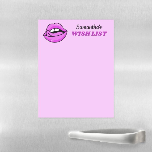 Custom name & text Pink Lips Magnetic Dry Erase Sheet (In Situ)