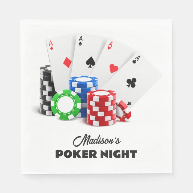 Custom Name & Text Poker / Casino Napkins (Front)