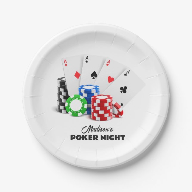 Custom Name & Text Poker / Casino Paper Plates (Front)