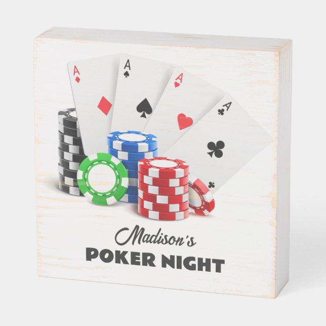 Custom Name & Text Poker / Casino Wooden Box Sign (Angled Horizontal)