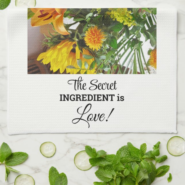 Custom Name, Text Quote Sunflower Print 16x24 Kitchen Towel (Folded)