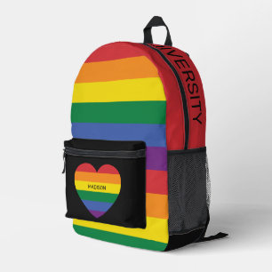 Custom Name & Text Rainbow Pride Printed Backpack