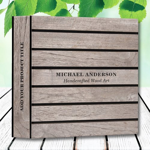 Custom Name Text Rustic Wood Style 3 Ring Binder