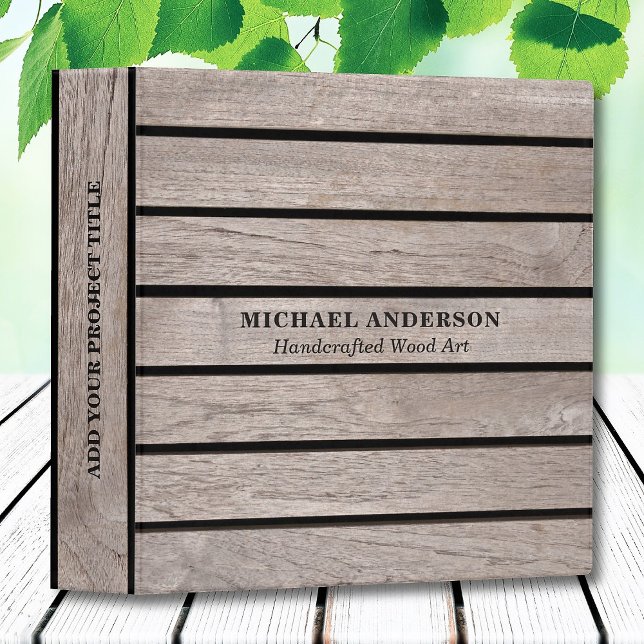 Custom Name Text Rustic Wood Style 3 Ring Binder (Creator Uploaded)