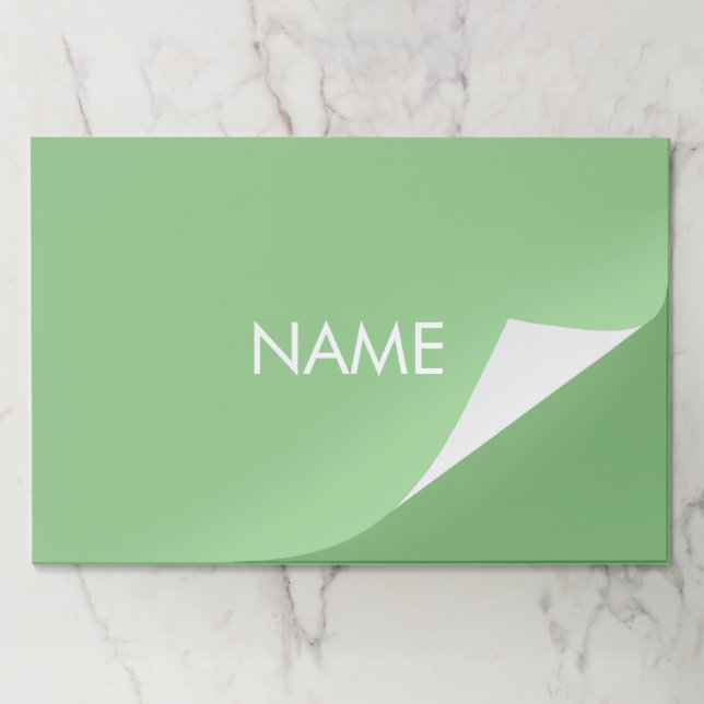 Custom name text sage green white placemats (Folded)