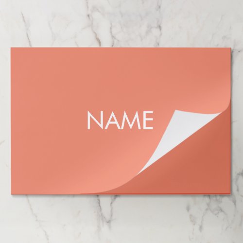 Custom name text salmon orange white placemats