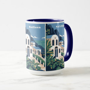 Custom Name & Text Santorini Greece Mug
