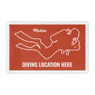 Custom Name & Text Scuba Diving Acrylic Tray