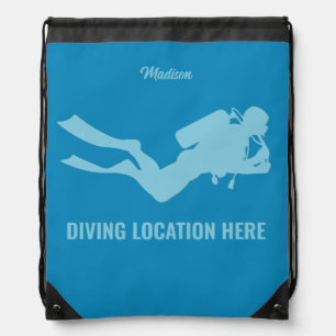 Custom Name & Text Scuba Diving Drawstring Bag