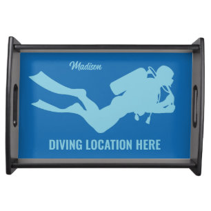 Custom Name & Text Scuba Diving Serving Tray
